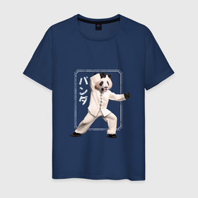 Мужская футболка хлопок с принтом Японская кунг фу панда каратист в Курске, 100% хлопок | прямой крой, круглый вырез горловины, длина до линии бедер, слегка спущенное плечо. | 