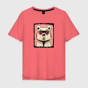 Мужская футболка хлопок Oversize с принтом Милый медведик в Кировске, 100% хлопок | свободный крой, круглый ворот, “спинка” длиннее передней части | 