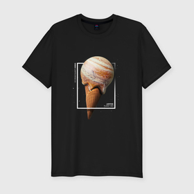 Мужская футболка хлопок Slim с принтом Космическое мороженое планета Юпитер в Екатеринбурге, 92% хлопок, 8% лайкра | приталенный силуэт, круглый вырез ворота, длина до линии бедра, короткий рукав | 