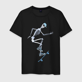 Мужская футболка хлопок с принтом Скелет на скейтборде   рентген в Курске, 100% хлопок | прямой крой, круглый вырез горловины, длина до линии бедер, слегка спущенное плечо. | 