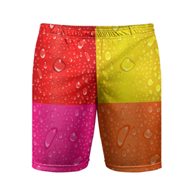 Мужские шорты спортивные с принтом Капли дождя на цветных подложках   паттерн в Санкт-Петербурге,  |  | Тематика изображения на принте: 