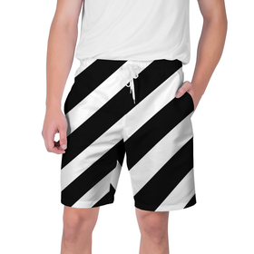 Мужские шорты 3D с принтом Черно белые полоски в Белгороде,  полиэстер 100% | прямой крой, два кармана без застежек по бокам. Мягкая трикотажная резинка на поясе, внутри которой широкие завязки. Длина чуть выше колен | 