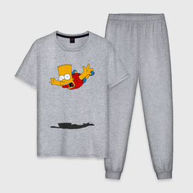 Мужская пижама хлопок с принтом Барт Симпсон   падение в Курске, 100% хлопок | брюки и футболка прямого кроя, без карманов, на брюках мягкая резинка на поясе и по низу штанин
 | 