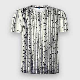 Мужская футболка 3D Slim с принтом Русские берёзки   роща в Санкт-Петербурге, 100% полиэстер с улучшенными характеристиками | приталенный силуэт, круглая горловина, широкие плечи, сужается к линии бедра | 