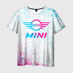 Мужская футболка 3D с принтом Mini neon gradient style в Тюмени, 100% полиэфир | прямой крой, круглый вырез горловины, длина до линии бедер | Тематика изображения на принте: 
