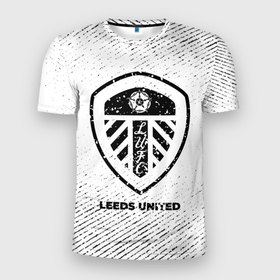 Мужская футболка 3D Slim с принтом Leeds United с потертостями на светлом фоне в Курске, 100% полиэстер с улучшенными характеристиками | приталенный силуэт, круглая горловина, широкие плечи, сужается к линии бедра | Тематика изображения на принте: 
