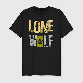 Мужская футболка хлопок Slim с принтом Lone Wolf   одинокий волк в Кировске, 92% хлопок, 8% лайкра | приталенный силуэт, круглый вырез ворота, длина до линии бедра, короткий рукав | 