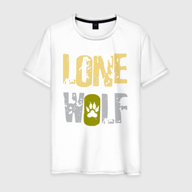 Мужская футболка хлопок с принтом Lone Wolf   одинокий волк в Тюмени, 100% хлопок | прямой крой, круглый вырез горловины, длина до линии бедер, слегка спущенное плечо. | Тематика изображения на принте: 