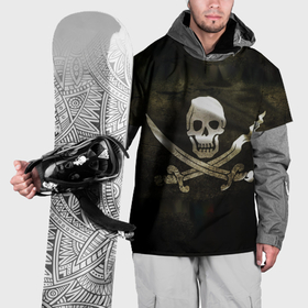 Накидка на куртку 3D с принтом Пиратский флаг   череп с ножами в Тюмени, 100% полиэстер |  | 