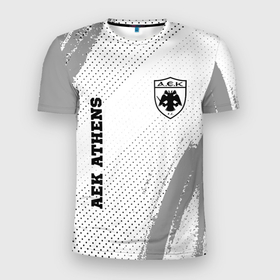 Мужская футболка 3D Slim с принтом AEK Athens sport на светлом фоне: надпись, символ в Курске, 100% полиэстер с улучшенными характеристиками | приталенный силуэт, круглая горловина, широкие плечи, сужается к линии бедра | 