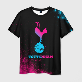 Мужская футболка 3D с принтом Tottenham   neon gradient в Тюмени, 100% полиэфир | прямой крой, круглый вырез горловины, длина до линии бедер | Тематика изображения на принте: 