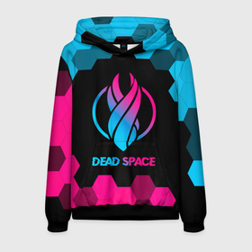 Мужская толстовка 3D с принтом Dead Space   neon gradient в Ухте, 100% полиэстер | двухслойный капюшон со шнурком для регулировки, мягкие манжеты на рукавах и по низу толстовки, спереди карман-кенгуру с мягким внутренним слоем. | 