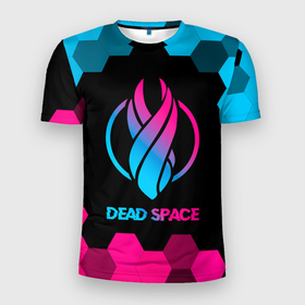 Мужская футболка 3D Slim с принтом Dead Space   neon gradient в Курске, 100% полиэстер с улучшенными характеристиками | приталенный силуэт, круглая горловина, широкие плечи, сужается к линии бедра | Тематика изображения на принте: 