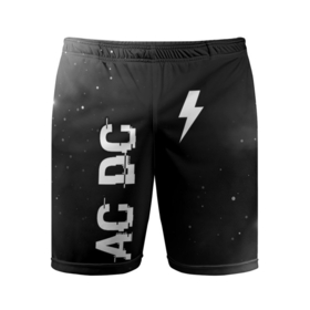 Мужские шорты спортивные с принтом AC DC glitch на темном фоне: надпись, символ в Кировске,  |  | 