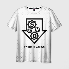 Мужская футболка 3D с принтом System of a Down glitch на светлом фоне в Кировске, 100% полиэфир | прямой крой, круглый вырез горловины, длина до линии бедер | 