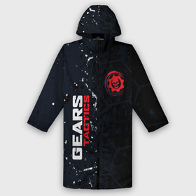 Мужской дождевик 3D с принтом Gears of War красно белой лого на темном фоне в Кировске,  |  | 