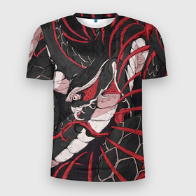 Мужская футболка 3D Slim с принтом Японская змея уроборос в Петрозаводске, 100% полиэстер с улучшенными характеристиками | приталенный силуэт, круглая горловина, широкие плечи, сужается к линии бедра | 