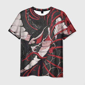Мужская футболка 3D с принтом Японская змея уроборос в Екатеринбурге, 100% полиэфир | прямой крой, круглый вырез горловины, длина до линии бедер | 