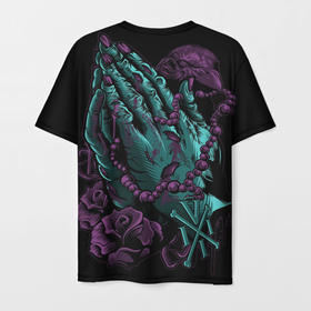 Мужская футболка 3D с принтом молитва в Кировске, 100% полиэфир | прямой крой, круглый вырез горловины, длина до линии бедер | 