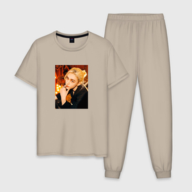 Мужская пижама хлопок с принтом Hyunjin Stray Kids Circus в Кировске, 100% хлопок | брюки и футболка прямого кроя, без карманов, на брюках мягкая резинка на поясе и по низу штанин
 | Тематика изображения на принте: 