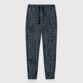 Мужские брюки 3D с принтом Черно синий текстурированный в елочку, под джинсу в Белгороде, 100% полиэстер | манжеты по низу, эластичный пояс регулируется шнурком, по бокам два кармана без застежек, внутренняя часть кармана из мелкой сетки | 