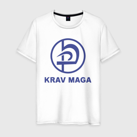 Мужская футболка хлопок с принтом Krav maga military combat system emblem в Белгороде, 100% хлопок | прямой крой, круглый вырез горловины, длина до линии бедер, слегка спущенное плечо. | 