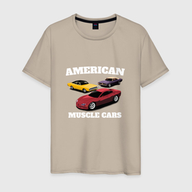 Мужская футболка хлопок с принтом Dodge American Muscle Car в Екатеринбурге, 100% хлопок | прямой крой, круглый вырез горловины, длина до линии бедер, слегка спущенное плечо. | Тематика изображения на принте: 
