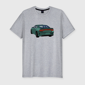 Мужская футболка хлопок Slim с принтом Dodge Charger SRT American Car в Екатеринбурге, 92% хлопок, 8% лайкра | приталенный силуэт, круглый вырез ворота, длина до линии бедра, короткий рукав | 