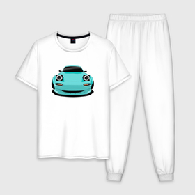 Мужская пижама хлопок с принтом Mazda MX5 Miata na JDM в Петрозаводске, 100% хлопок | брюки и футболка прямого кроя, без карманов, на брюках мягкая резинка на поясе и по низу штанин
 | Тематика изображения на принте: 