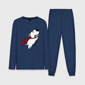 Мужская пижама с лонгсливом хлопок с принтом Летящая собака бультерьер в Курске,  |  | Тематика изображения на принте: 