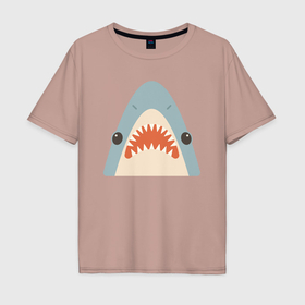 Мужская футболка хлопок Oversize с принтом Милая маленькая акула в Новосибирске, 100% хлопок | свободный крой, круглый ворот, “спинка” длиннее передней части | Тематика изображения на принте: 