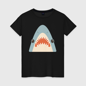 Женская футболка хлопок с принтом Милая маленькая акула в Петрозаводске, 100% хлопок | прямой крой, круглый вырез горловины, длина до линии бедер, слегка спущенное плечо | 