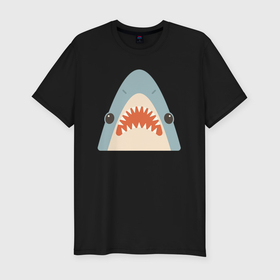 Мужская футболка хлопок Slim с принтом Милая маленькая акула в Кировске, 92% хлопок, 8% лайкра | приталенный силуэт, круглый вырез ворота, длина до линии бедра, короткий рукав | 