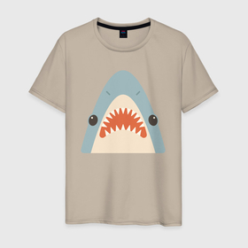 Мужская футболка хлопок с принтом Милая маленькая акула в Новосибирске, 100% хлопок | прямой крой, круглый вырез горловины, длина до линии бедер, слегка спущенное плечо. | Тематика изображения на принте: 
