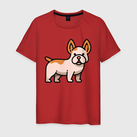 Мужская футболка хлопок с принтом Собачка французский бульдог в Курске, 100% хлопок | прямой крой, круглый вырез горловины, длина до линии бедер, слегка спущенное плечо. | 