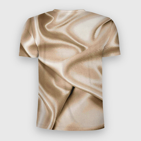 Мужская футболка 3D Slim с принтом Струящаяся золотистая ткань в Новосибирске, 100% полиэстер с улучшенными характеристиками | приталенный силуэт, круглая горловина, широкие плечи, сужается к линии бедра | 