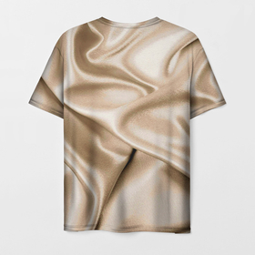 Мужская футболка 3D с принтом Струящаяся золотистая ткань в Екатеринбурге, 100% полиэфир | прямой крой, круглый вырез горловины, длина до линии бедер | 