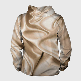 Мужская ветровка 3D с принтом Струящаяся золотистая ткань в Новосибирске, 100% полиэстер | подол и капюшон оформлены резинкой с фиксаторами, два кармана без застежек по бокам, один потайной карман на груди | 