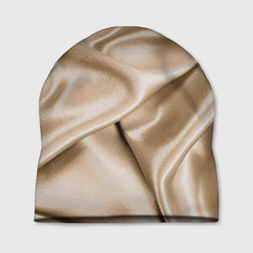 Шапка 3D с принтом Струящаяся золотистая ткань в Петрозаводске, 100% полиэстер | универсальный размер, печать по всей поверхности изделия | 