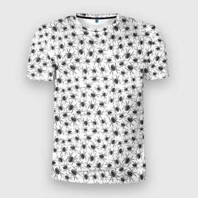Мужская футболка 3D Slim с принтом Паук с белым туловищем в Кировске, 100% полиэстер с улучшенными характеристиками | приталенный силуэт, круглая горловина, широкие плечи, сужается к линии бедра | 