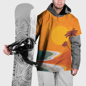 Накидка на куртку 3D с принтом Закат на побережье минимализм , 100% полиэстер |  | 