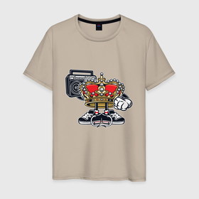 Мужская футболка хлопок с принтом Король Хип Хопа в Курске, 100% хлопок | прямой крой, круглый вырез горловины, длина до линии бедер, слегка спущенное плечо. | 