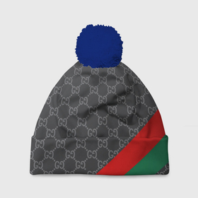 Шапка 3D c помпоном с принтом в стиле gucci в городе Новоалтайск, 100% полиэстер | универсальный размер, печать по всей поверхности изделия | 