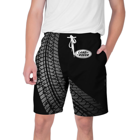 Мужские шорты 3D с принтом Land Rover tire tracks в Екатеринбурге,  полиэстер 100% | прямой крой, два кармана без застежек по бокам. Мягкая трикотажная резинка на поясе, внутри которой широкие завязки. Длина чуть выше колен | Тематика изображения на принте: 