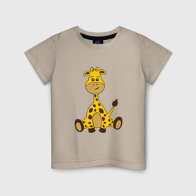 Детская футболка хлопок с принтом Детёныш жирафа в Санкт-Петербурге, 100% хлопок | круглый вырез горловины, полуприлегающий силуэт, длина до линии бедер | 