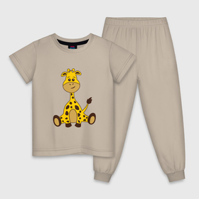 Детская пижама хлопок с принтом Детёныш жирафа в Курске, 100% хлопок |  брюки и футболка прямого кроя, без карманов, на брюках мягкая резинка на поясе и по низу штанин
 | 