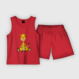 Детская пижама с шортами хлопок с принтом Детёныш жирафа в Курске,  |  | 