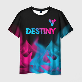 Мужская футболка 3D с принтом Destiny   neon gradient: символ сверху в Кировске, 100% полиэфир | прямой крой, круглый вырез горловины, длина до линии бедер | 