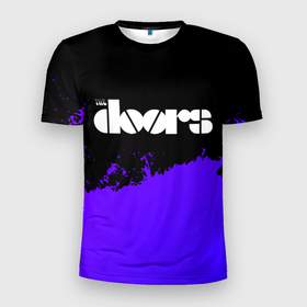 Мужская футболка 3D Slim с принтом The Doors purple grunge в Екатеринбурге, 100% полиэстер с улучшенными характеристиками | приталенный силуэт, круглая горловина, широкие плечи, сужается к линии бедра | 