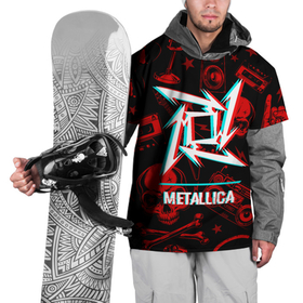 Накидка на куртку 3D с принтом Metallica rock glitch в Тюмени, 100% полиэстер |  | 
